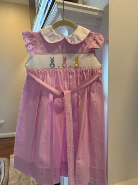 Edgehill Collection Pink Gingham Smocked Bunny Dress